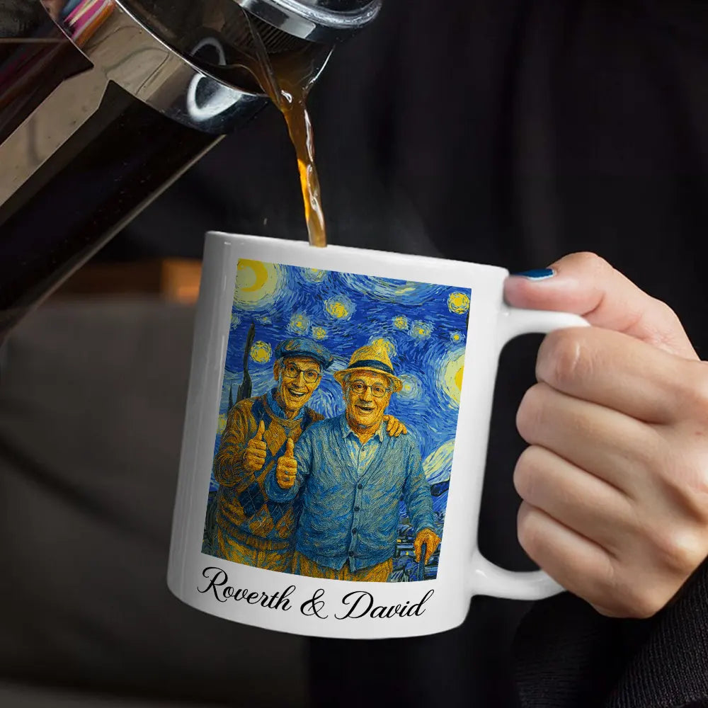 Gift For Couples,Gift For Wife,Gift For Husband,Gift For Boyfriend,Gift For Girlfriend,Funny,Old Couples - Custom Photo Starry Night Couple When We Get To The End Of Our Lives Together - Personalized Mug