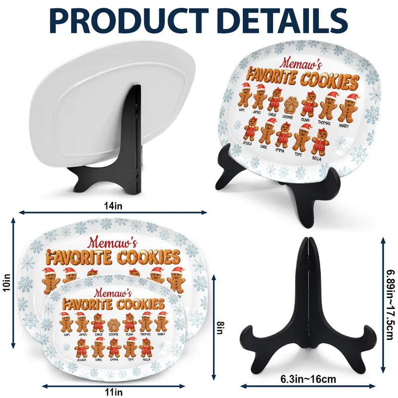 Happy,Gift For Grandma,Grandma's Hobby,Gift For Mother - Grandma's Favorite Cookies 3D Effect - Personalized Plate