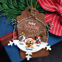Dog Lovers,Christmas,Funny - Feliz Navidog - Personalized Snowflakes Shaped Glass Ornament