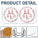 Dog Lovers,Pet Lovers,Cat Lovers,Happy - Chinoiserie Toile Dog Cat - Personalized Ceramic Coaster