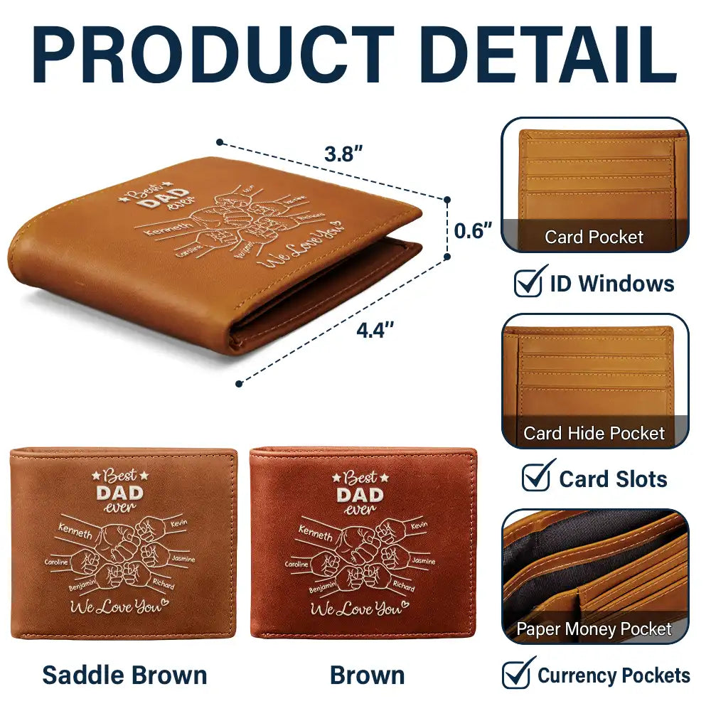 Best Dad Grandpa Ever - Personalized Leather Wallet