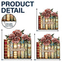 Gift For Women,Love - Birth Flower Reading Book Stack Stained Glass Effect - Personalized Window Hanging Suncatcher Ornament