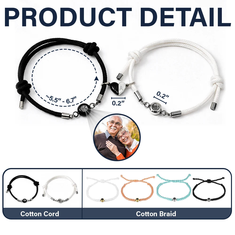 Gift For Couples,Old Couples,Gift For Husband,Gift For Wife,Gift For Boyfriend,Gift For Girlfriend,LGBT,Love - Custom Photo You And Me We Got This Couple - Personalized Photo Projection Bracelet Magnetic Initial