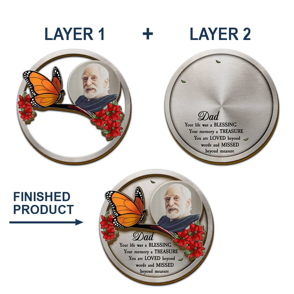 Memorial,Family,Gift For Grandparents,Parents - Custom Photo Dad Mom Your Life Was A Blessing Memorial - Personalized Custom Shaped Car Visor Clip