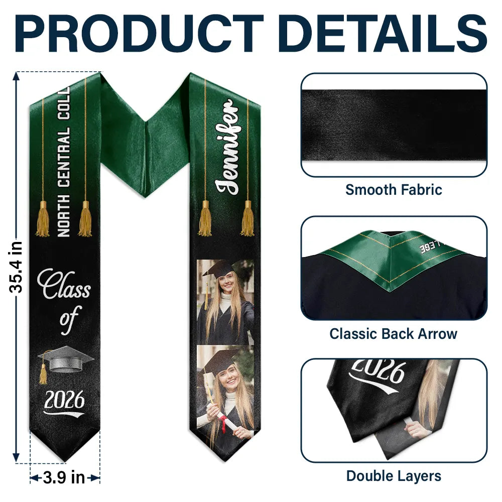 Custom Photo Class Of - Graduation Gift - Personalized Stoles