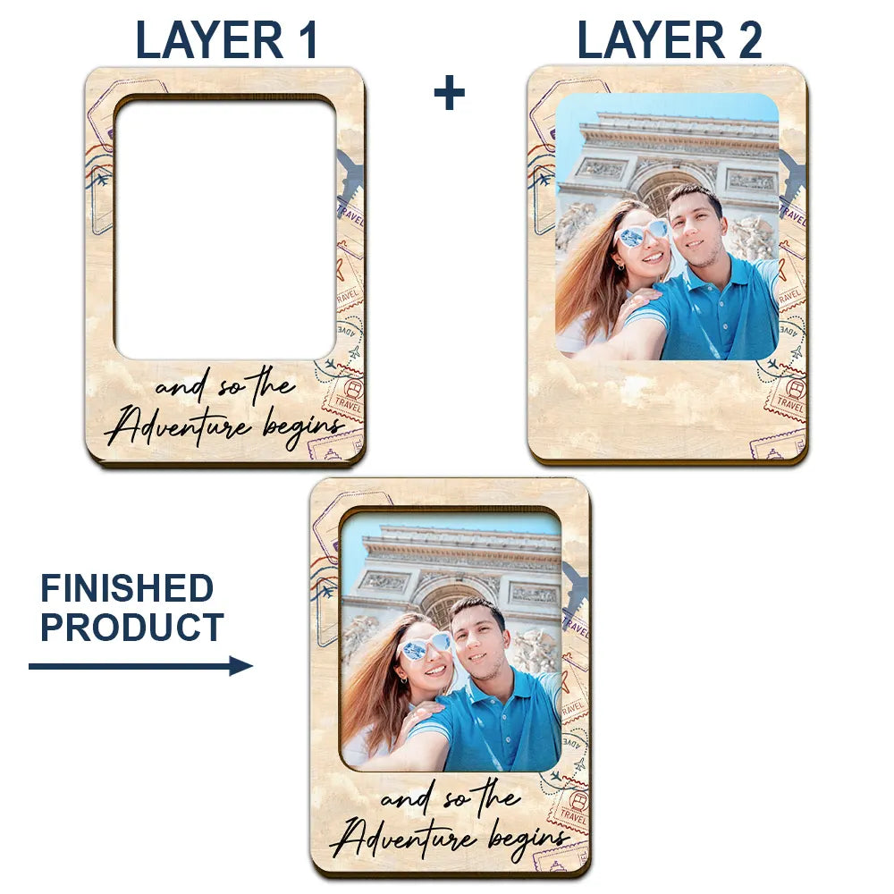 Gift For Couples,Gift For Wife,Gift For Husband,Gift For Girlfriend,Gift For Boyfriend,Travel,Love - Custom Photo And So The Adventure Begins Traveling Couple - Personalized Custom Shaped Car Visor Clip