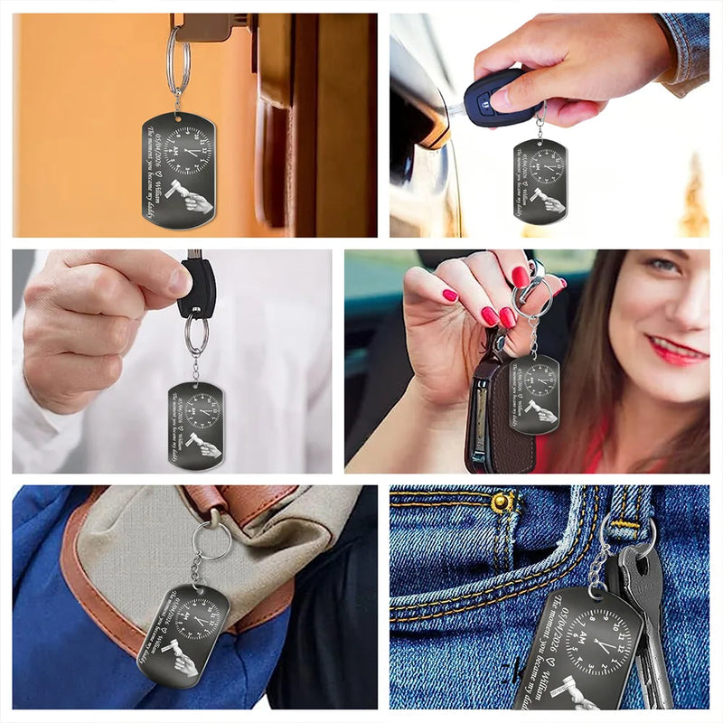 New Dad,New baby,Gift For Father,Happy,Vector,Adorable - The Moment You Became My Dad - Personalized Aluminum Keychain
