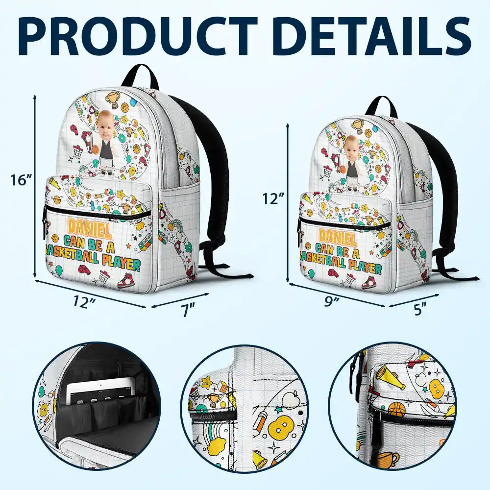 Back To School,Gift For Kids - Custom Photo Kid Can Be Anything - Personalized Canvas Backpack