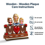 Gift For Mother,Mom - Children,Happ - Mother & Children Forever Linked Together - Personalized Custom Shaped 2-Layered Wooden Plaque