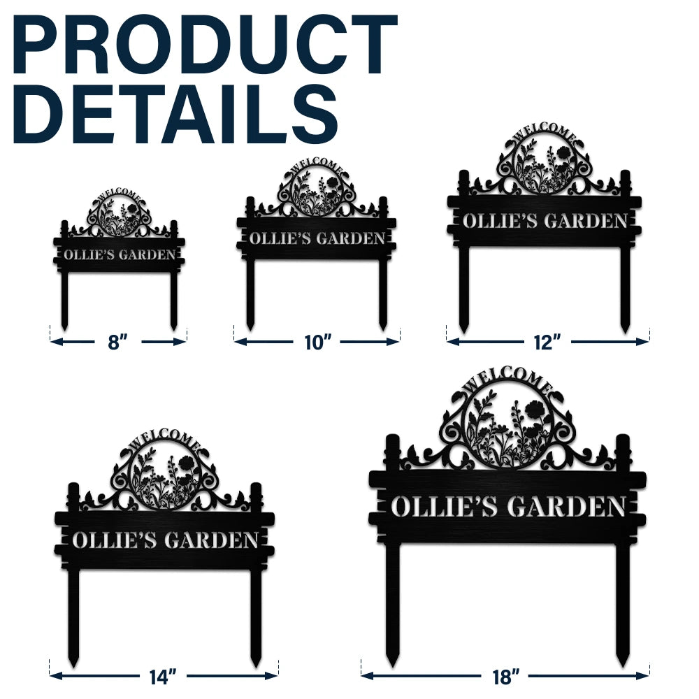 Gardening, Happy - Welcome Flower Vegetable Garden - Personalized Metal Garden Stake