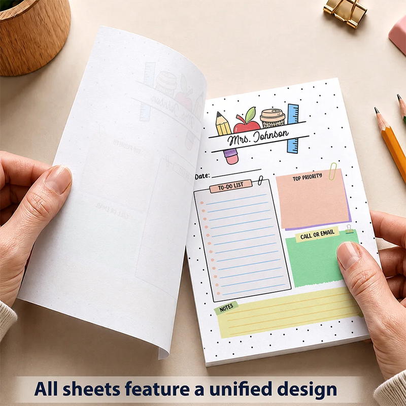 Teacher,Custom Text,Happy - Teacher To Do List - Personalized Notepad