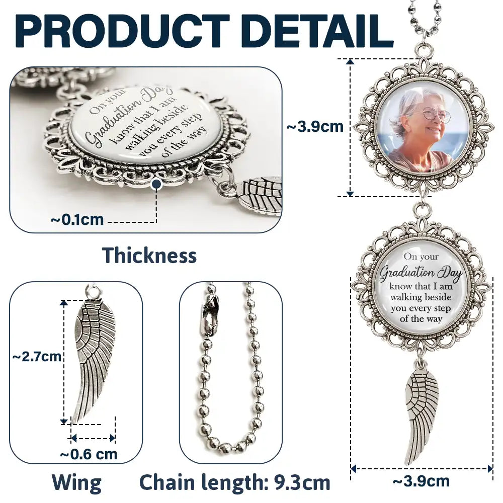 Gift For Yourself,Gift For Women,Gift For Men,Graduation,Memorial,Sad - Custom Photo Graduation Walking Beside You Memorial - Personalised Photo Pendant Charm