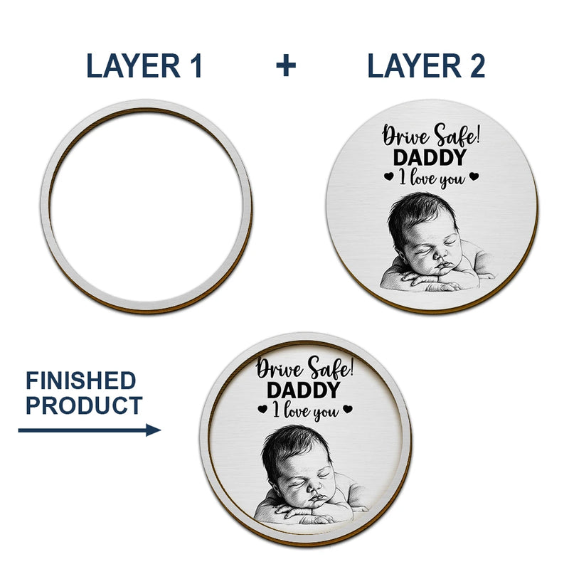 Gift For Wife,Gift For Girlfriend,Gift For Yourself,Gift For Women,Gift For Mother,Gift For Daughter,Gift For Sisters,Gift For Bestie,Gifts For Colleagues,Teacher,Back To School,Top Market,Icon,Cozy - Custom Photo Pencil Sketch Drive Safe Daddy I Love You - Personalized Custom Shaped Car Visor Clip
