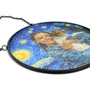 Happy,Dog Lovers,Pet Lovers,Cat Lovers,Dog Mom,Dog Dad,Cat Dad,Cat Mom - Custom Photo Starry Night Dog Mom Cat Mom Pet Lover - Personalized Stained Glass Window Hanging Suncatcher