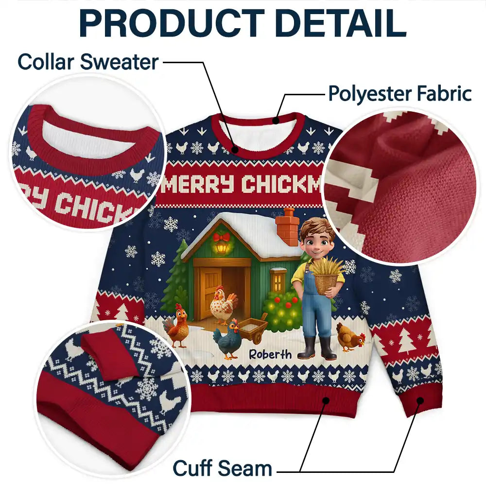 Christmas, Farm, Gift For Yourself, Happy - All I Want for Christmas Is Chickens - Personalized Unisex Ugly Sweater