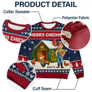 Christmas, Farm, Gift For Yourself, Happy - All I Want for Christmas Is Chickens - Personalized Unisex Ugly Sweater