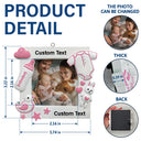 New baby, Custom Photo, Christmas, Happy - Custom Photo New Baby First Christmas As A Family Of Four - Personalized Embossed Ceramic Ornament