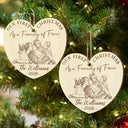 Parents,New Baby,Art Design,Christmas,Photo - Pencil Sketch - Remove BG,Happy - Custom Photo Pencil Sketch First Christmas As A Family Of Four - Personalized Custom Shaped Wooden Ornament