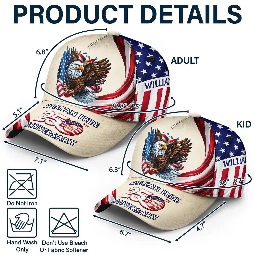 Gift For Mother,Gift For Father,America 250th,Independence Day,Happy - America 250th Anniversary US Pride Patriotic Eagle - Personalized Classic Cap