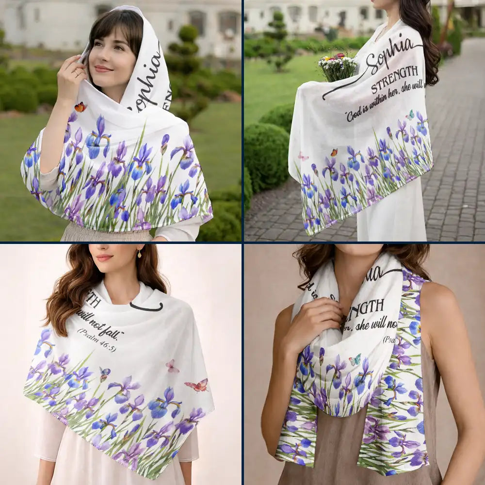 Gift For Women,Gift For Mother,Gift For Grandma,Gift For Daughter,Love,Christian - Custom Name With Bible Verse And Birth Month Flower - Personalized Lightweight Soft Shawl