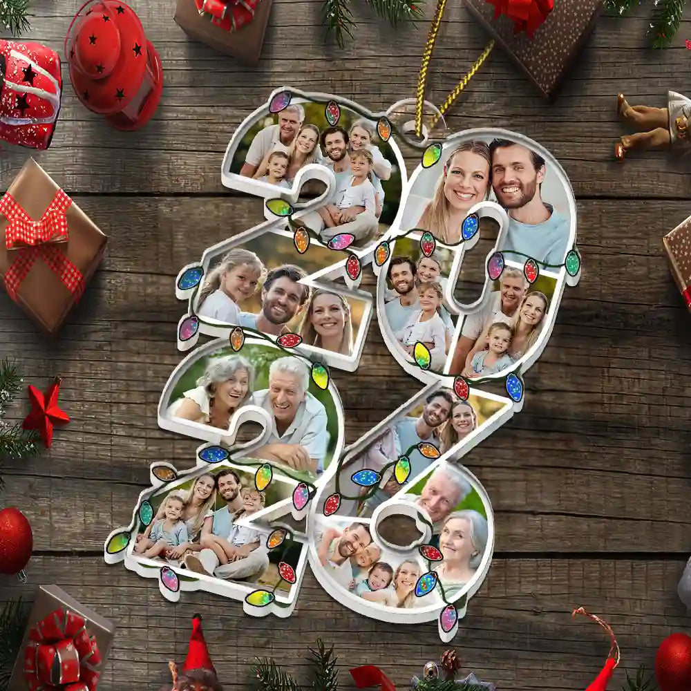 Custom Photo What A Year - Personalized Custom Shaped Acrylic Ornament