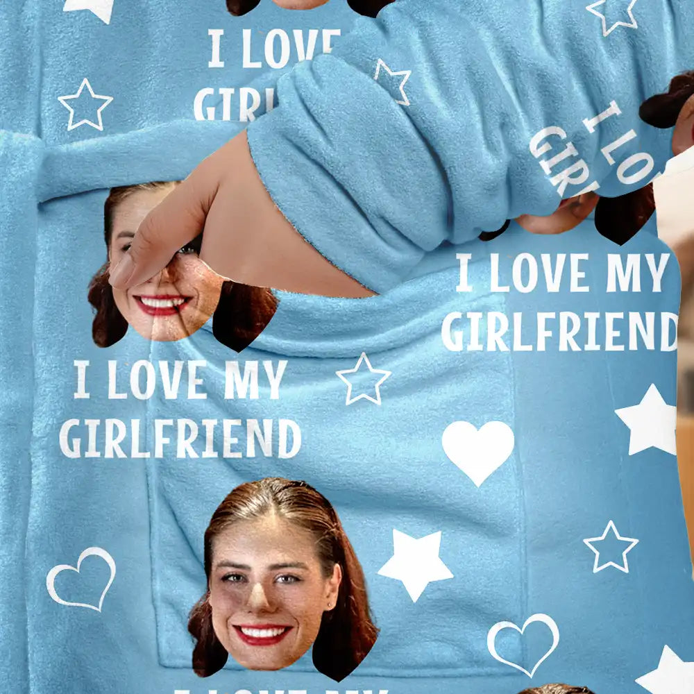 Gift For Husband,Gift For Couples,Custom Photo,Funny - Custom Photo Funny I Love My Lover - Personalized Hooded Robe