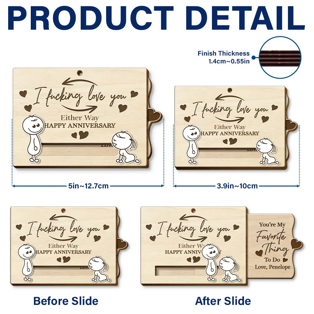 Gift For Couples,Old Couples,Gift For Husband,Gift For Wife,Gift For Boyfriend,Gift For Girlfriend,Love - You're My Favorite Thing To Do Doggy Couple - Personalized Hanging Wooden Slide Card