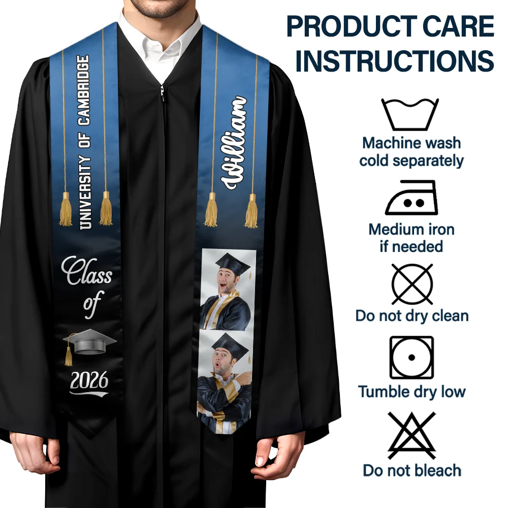 Gift For Yourself,Gift For Women,Gift For Men,Graduation,Happy,Non-Eng,Photo - Custom Photo Graduation Class - Personalised Stoles