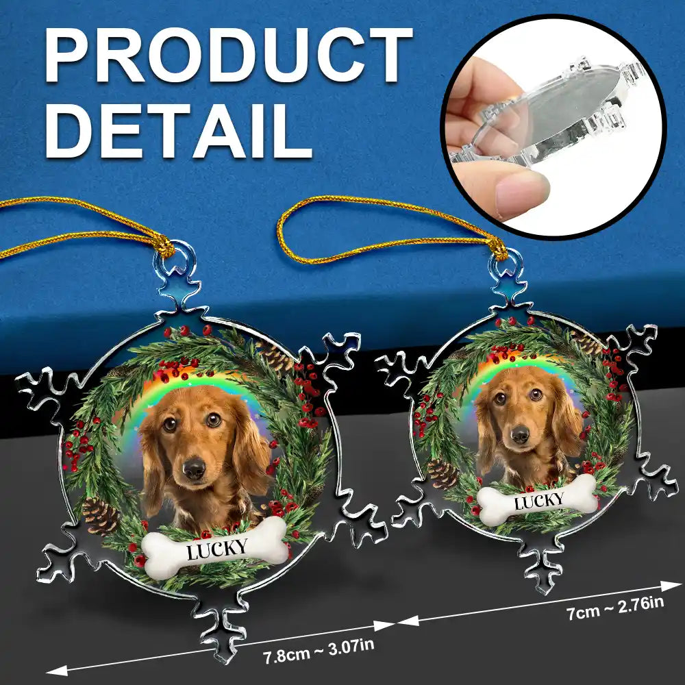 Family,Christmas,Pet Lovers,Memorial,Sad - Custom Photo You Always In My Heart - Personalized Snowflakes Shaped Glass Ornament