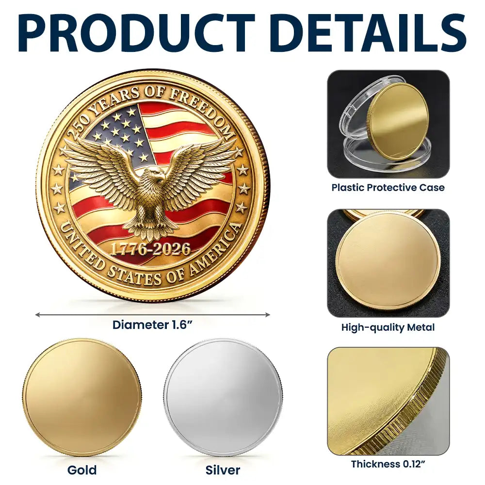Gift For Father, America 250th, Independence Day, Top Market, Proud, Icon - 250Th Anniversary Best Dad Grandpa Ever Fist Bump - Personalized Commemorative Keepsake Coin