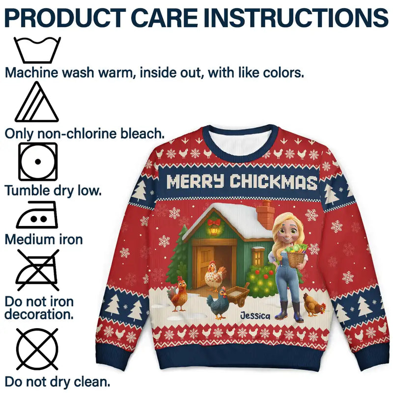 Christmas, Farm, Gift For Yourself, Happy - All I Want for Christmas Is Chickens - Personalized Unisex Ugly Sweater