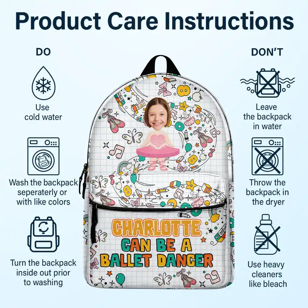 Back To School,Gift For Kids - Custom Photo Kid Can Be Anything - Personalized Canvas Backpack