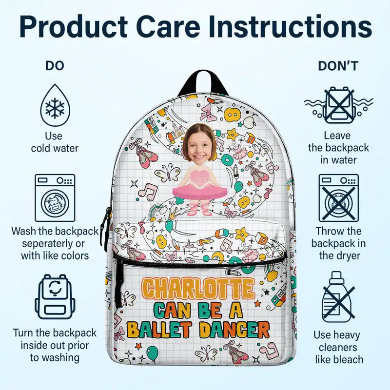 Back To School,Gift For Kids - Custom Photo Kid Can Be Anything - Personalized Canvas Backpack