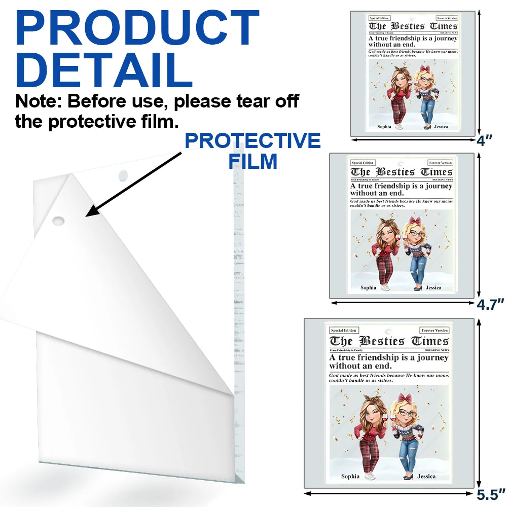 Gift For Bestie,Gift For Sisters,Happy,Christmas - A True Friendship Is A Journey The Besties Times - Personalized Custom Shaped Acrylic Ornament