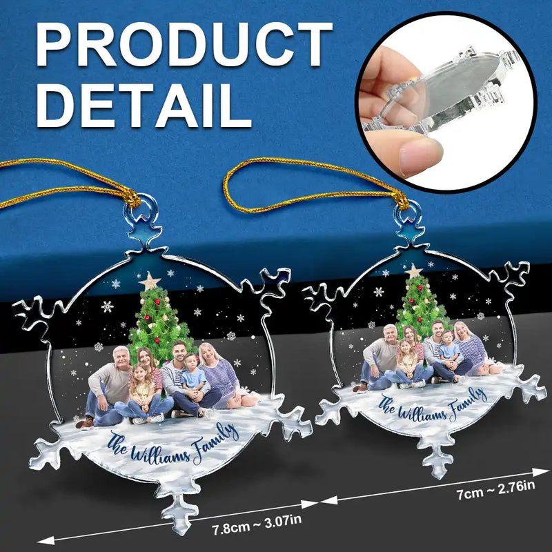 Family, Christmas, Funny - Custom Photo Christmas Family Sister BFF Together - Personalized Snowflakes Shaped Glass Ornament
