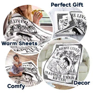 Reading,Gift For Yourself - And She Lived Happily Ever After Reading Chinoiserie Toile - Personalized Fleece Blanket, Sherpa Blanket