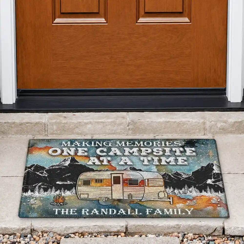 Personalized Camping Making Memories Blue Earth Custom RV Customized Doormat