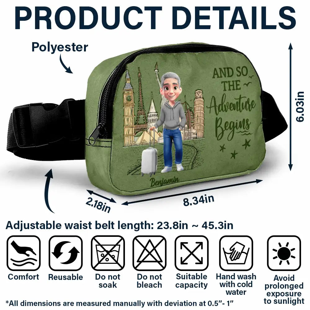 Gift For Yourself,Gift For Women,Gift For Men,Travel,Happy - All My Travel Crap - Personalized Crossbody Belt Bag