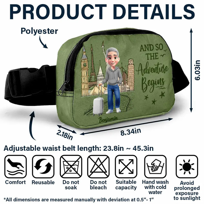 Gift For Yourself,Gift For Women,Gift For Men,Travel,Happy - All My Travel Crap - Personalized Crossbody Belt Bag