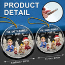 Happy, Gift For Couples, Gift For Husband, Gift For Wife, Parents, Family, Dog Lovers, Cat Lovers, Pet Lovers - Family Kid Cat Dog - Personalized Circle Glass Ornament