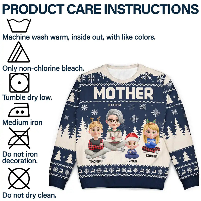 Gift For Grandma,Gift For Mother,Gift For Wife,Happy,Christma - Grandma Nana Mimi Grandkid 3D Effect - Personalized Unisex Ugly Sweater