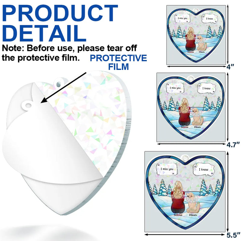 Sad,Memorial,Dog Lovers,Pet Lovers,Dog Mom,Cat Lovers,Christmas - I Miss You Memorial Dog Cat - Personalized Holographic Acrylic Ornament