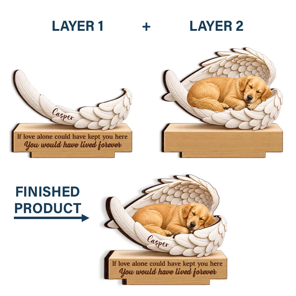 Art Design, Healing, Pet Memorial, Pet Lovers, Memorial, Photo - Sleeping Dog Cat Baby - Custom Photo Sleeping Angel If Love Alone Could Have Kept You Here Dog Cat Remembrance - Personalized Custom Shaped Wooden Plaque