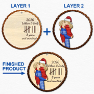 Anniversary,Christmas,Romantic,Gift For Couples,Vector - Couple Annivesary Gift For Her, Him - Personalized 2-Layered Wooden Ornament