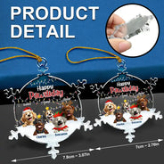 Dog Lovers,Christmas,Funny - Feliz Navidog - Personalized Snowflakes Shaped Glass Ornament