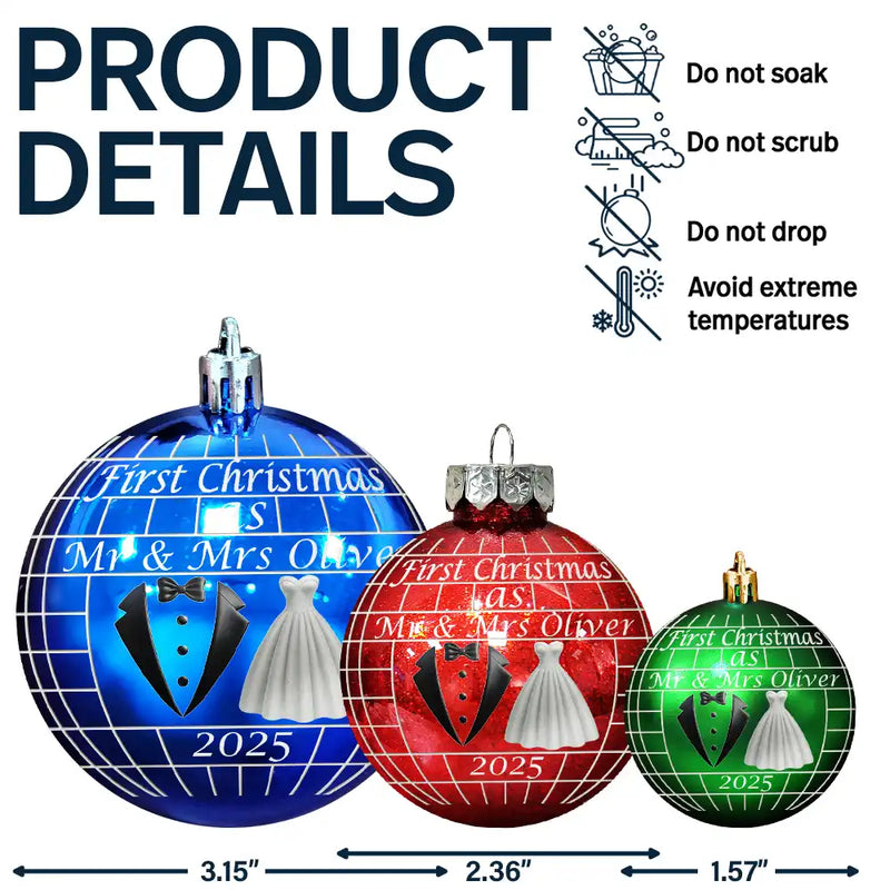 Gift For Couples, Love, Christmas - Disco Ball First Christmas As Married Couples - Personalized Ball Ornament
