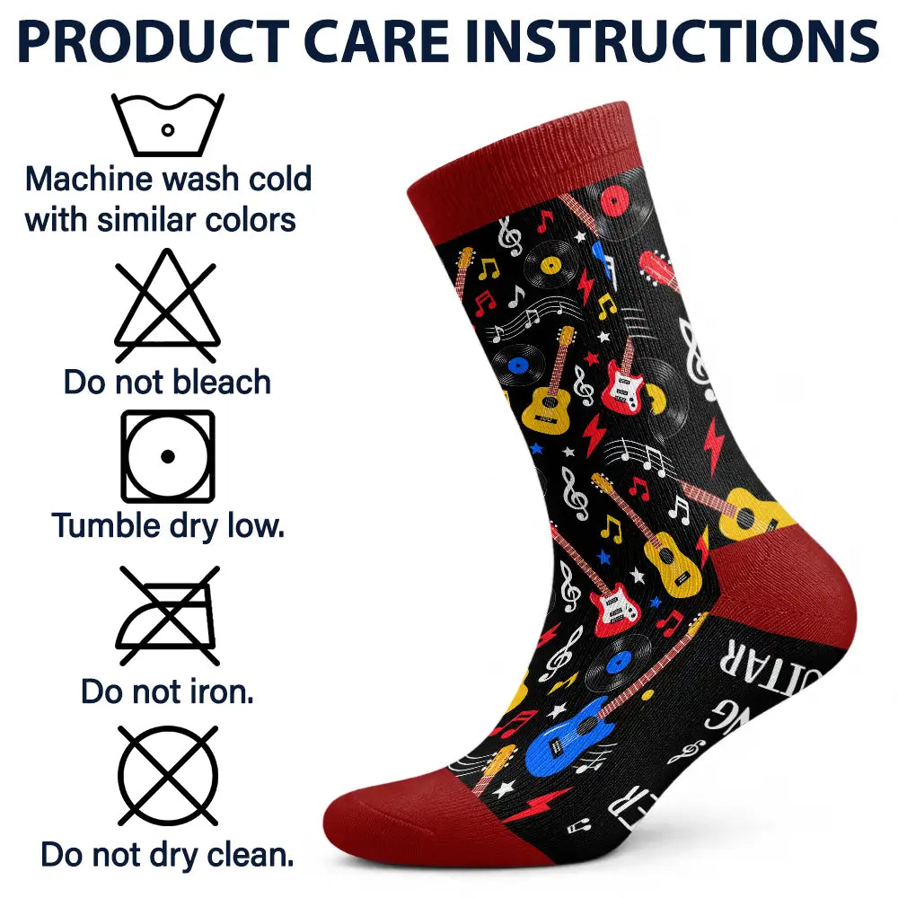 Christmas,Gift For Men,Gift For Yourself,Gifts For Him,Guitar,Happy,Music,Top Market,Vector - Gift For Guitar Lovers - Personalized I'd Rather Be Playing My Guitar Socks
