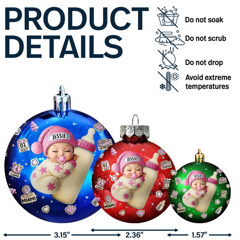 New baby,Christmas,Love - Baby's First Christmas - Personalized Ball Ornament