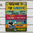 Patio Welcome Grilling Proudly Serving Whatever You Bring Husband Wife Couple Single - Backyard Sign - Personalized Custom Classic Metal Signs