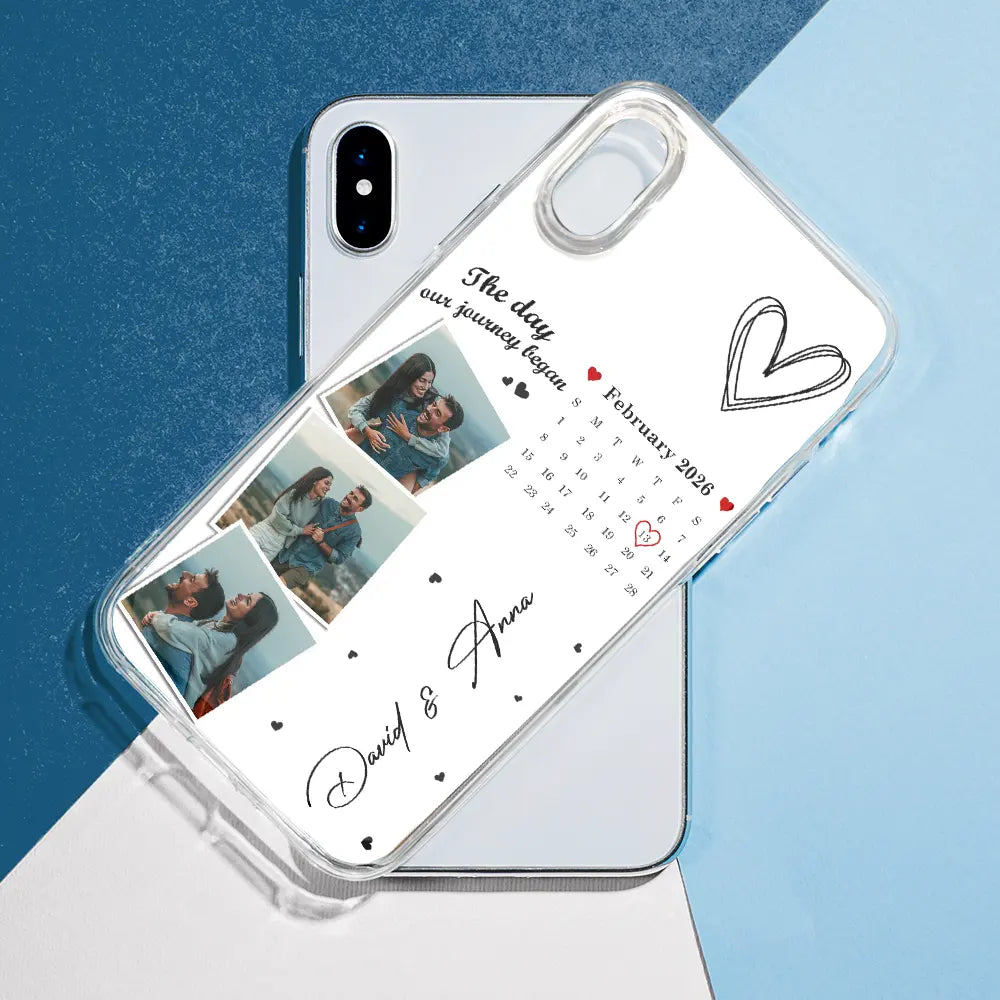 Custom Photo Calendar The Day Our Journey Began - Gift For Couples - Personalized Clear Phone Case